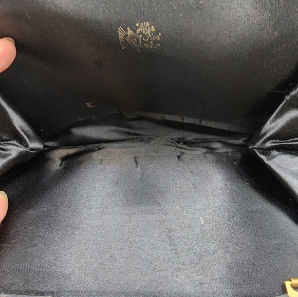 1960’s Vintage Satin Black Evening Bag Cocktail Clutch After Five made in USA - Picture 2 of 7